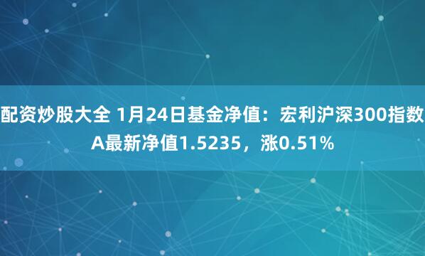 配资炒股大全 1月24日基金净值：宏利沪深300指数A最新净值1.5235，涨0.51%