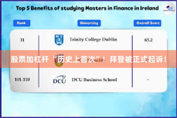 股票加杠杆 “历史上首次”！拜登被正式起诉！